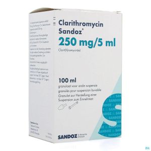 Clarithromycine Sandoz Susp 250 Mg/5 Ml 100 Ml