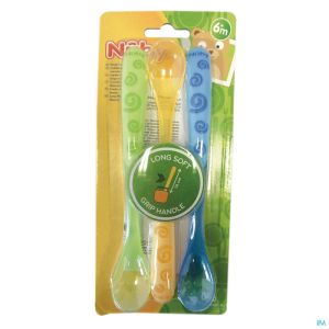 Nuby Lepel Lange Handgreep +6M Id5377 +6M 3 St