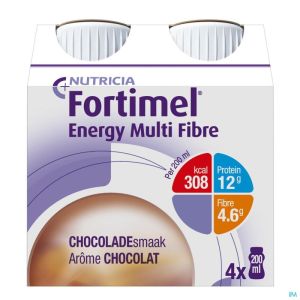 Fortimel Energy Multifibre Chocolade 200 Ml 4 St