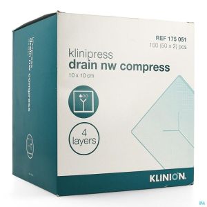 Klinion Drain Kompr 10X10Cm 4L 175051 50X2 St
