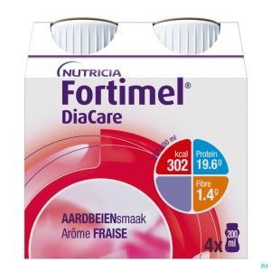 Fortimel Diacare Aardbei 40960 4 X 200 Ml