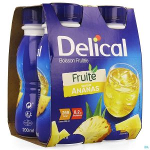 Delical Vruchtendrank Ananas 4X200 Ml