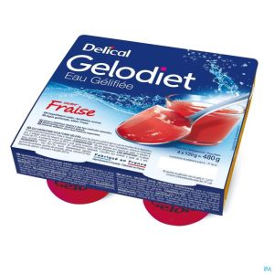 Gelodiet Gelwater Gesuik Aardbei 4X120 G