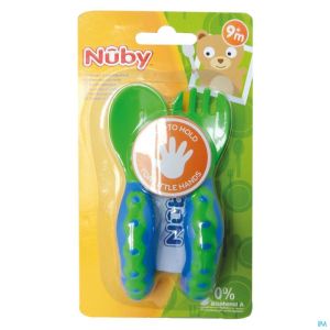 Nuby Lepel En Vork 1E Leeftijd +9M 1 St