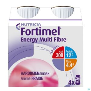 Fortimel Energy Multifibre Aardbei 200 Ml 4 St