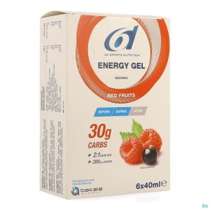 Energy Gel 6D Rood Fruit Sports Nutr 6 X 40 Ml