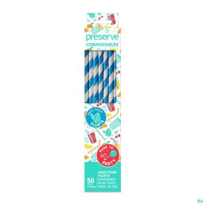 Preserve Composteerbare Rietjes Blauw 50 St