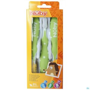 Nuby Tandb Set +3M Blauw Id754 3 St