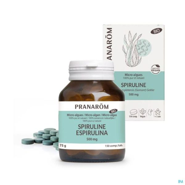 Pranarom Spirulina/Zeewier Bio 150 Tabl 500 Mg