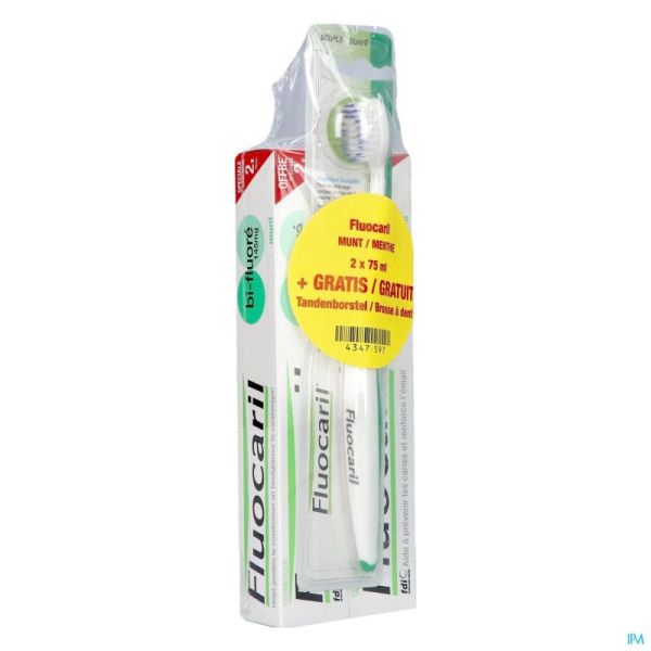 Fluocaril Dentif.bi-fluore 145 Mente 2x75ml+bad