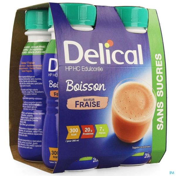 Delical Melkdr Hp-Hc Zoetst Aardb 4X200 Ml