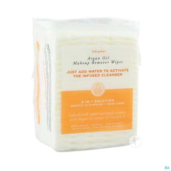 Adephar Make-Up Remover Wipes 2In1 Argan 40 St