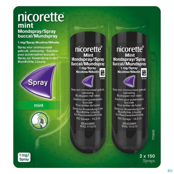 Nicorette Mint Spray Buccal 2x150 Sprays 1mg/spray