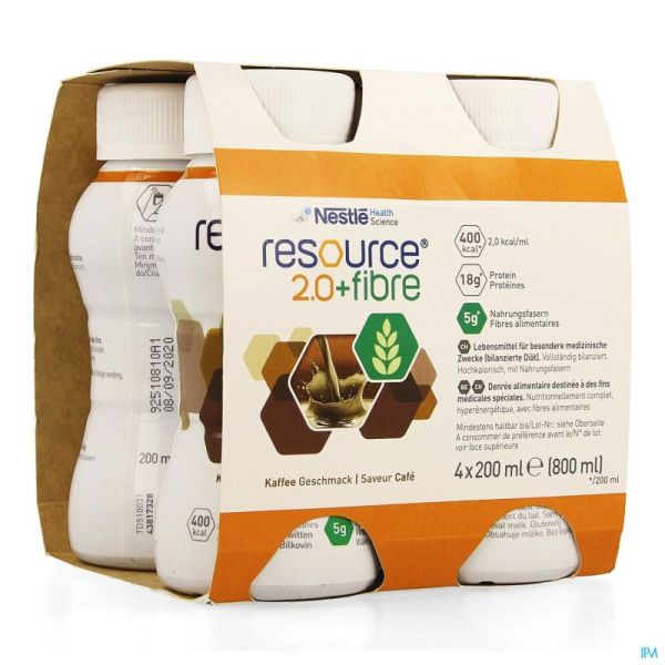 Resource 2.0 + Fibre Koffie 200 Ml 4 St