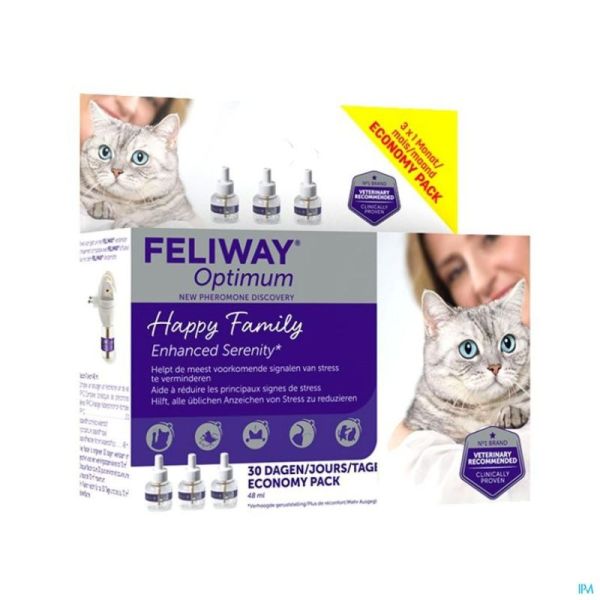 Feliway Optimum Navulling 3-Pack 3 X 48 Ml