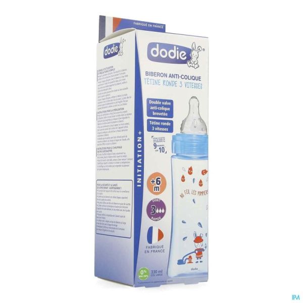 Dodie Zuigfl Initiat + Blauw Brandweerm +6M 330 Ml