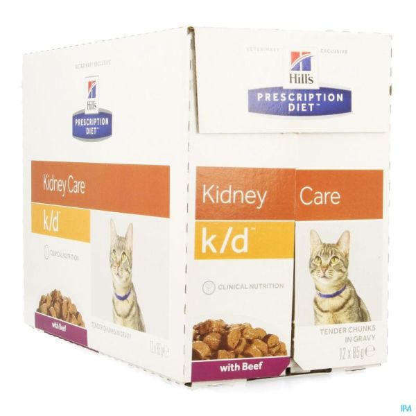 Hills Feline Prescription Diet Kd Beef 12X85G