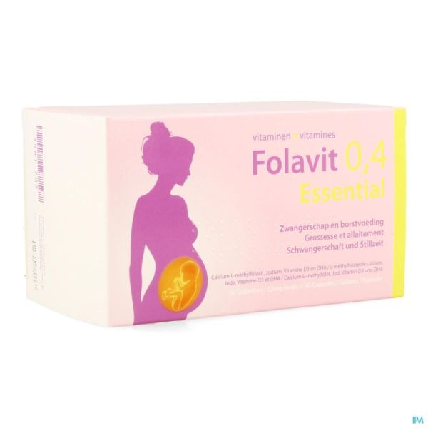 Folavit Essential 90 Tabl + 90 Caps 0,4 Mg