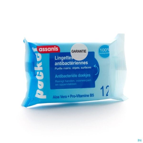 Assanis Pocket Lingettes Mains 12