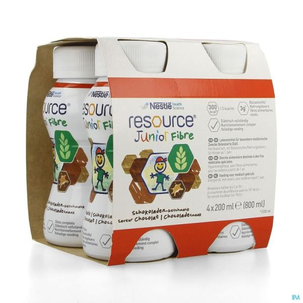 Resource Junior Fibre Chocolade 4X200 Ml