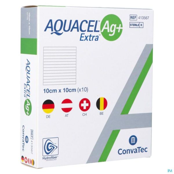 Aquacel Ag+ Extra 10X10Cm 10 St 413567