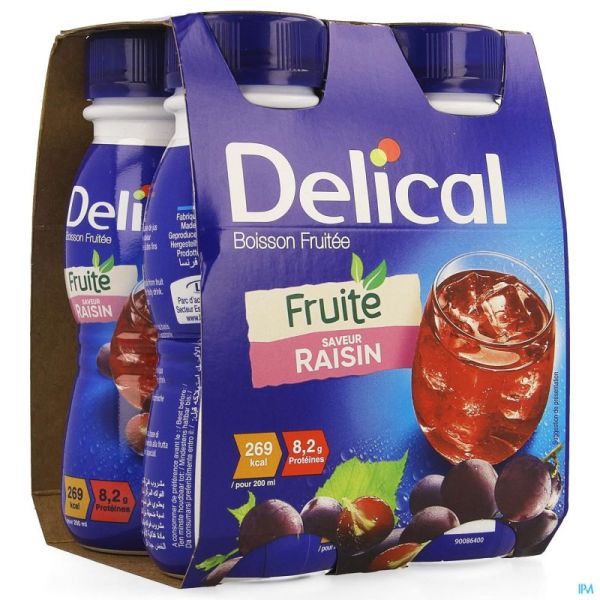 Delical Vruchtendrank Druiven 4X200 Ml