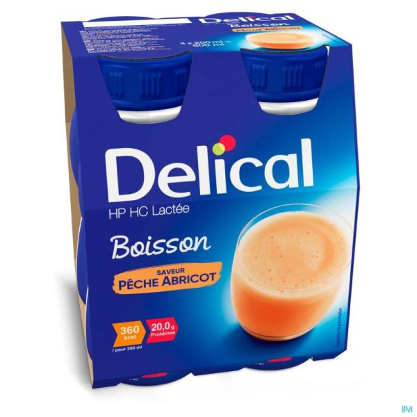 Delical Melkdr Hp-Hc Perzik-Abrik 360Kcal 4X200Ml
