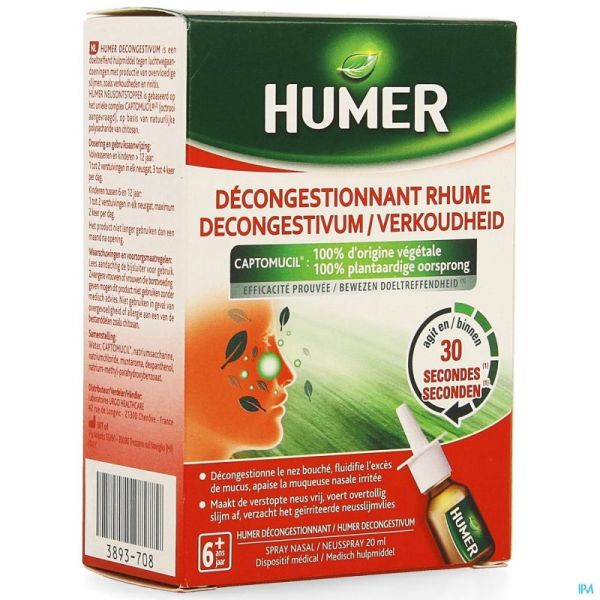 Humer Neusspray Decongest Verkoudheid 20 Ml