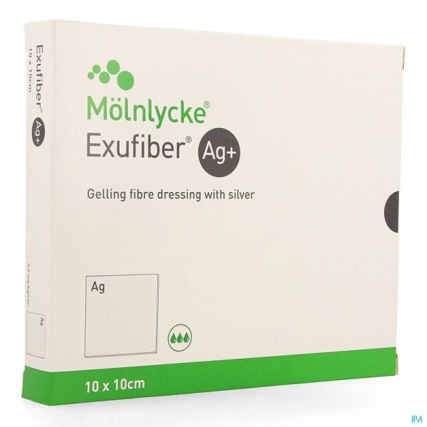 Exufiber Ag Gel Vezelverband 10X10 Cm 603402 10 St