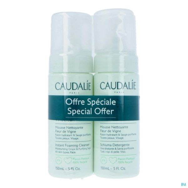 Caudalie Vinoclean Mousse Nett.fleur Vigne 2x150ml