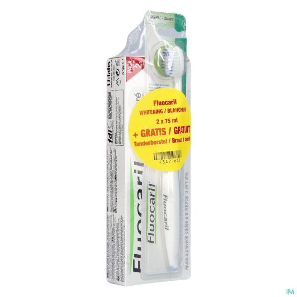 Fluocaril Dentif.bi-fluore 145 Blanche 2x75ml+bad