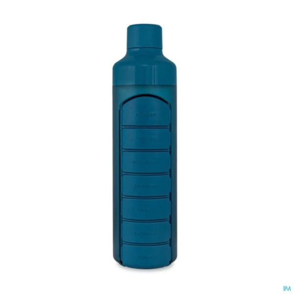 Yos Water Bottle & Pill Box Weekly Bold Blue 1 St