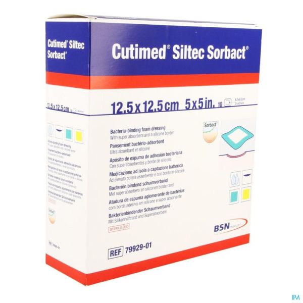 Cutimed Siltec Sorb Schuimverb 12,5X12,5Cm 10 St