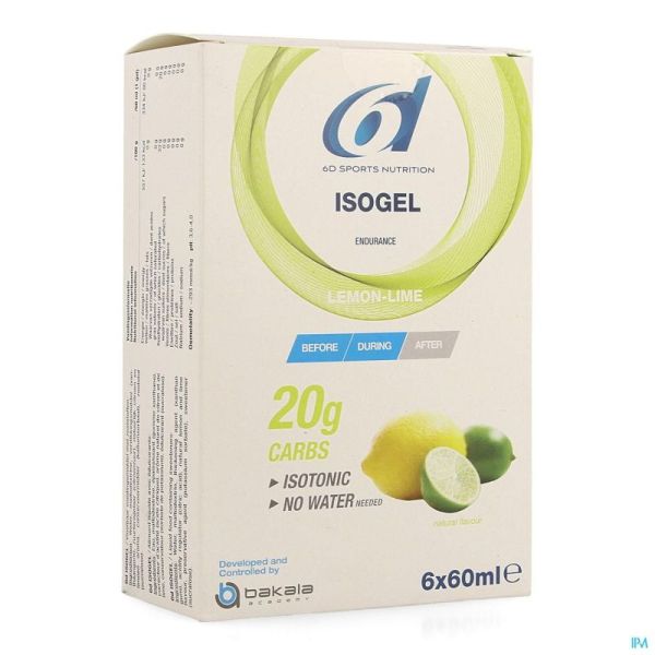 Isogel 6D Citroen-Limoen Sports Nutr 6 X 60 Ml