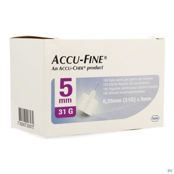 Accu Fine Naald 0,25X5Mm 31 G 100 St