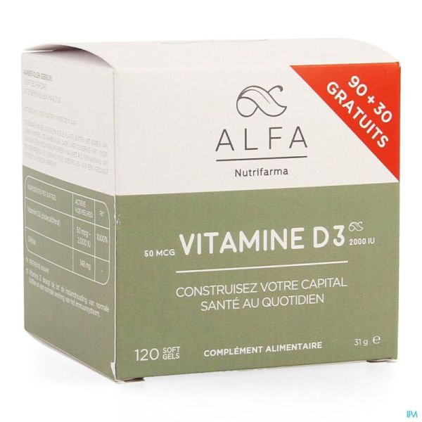 Alfa Vitamine D3 90+30 Softgels Gratis