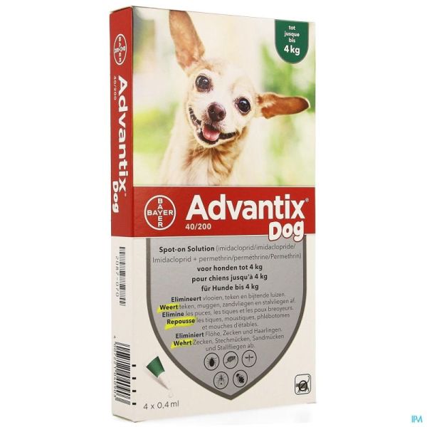 Advantix 40/ 200 Chiens ( 4kg Fl 4x0,4ml