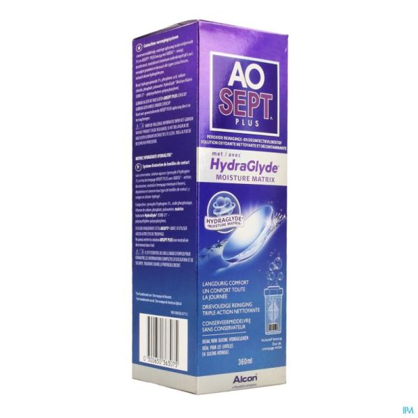 Aosept Plus Avec Hydraglyde 1x360ml + 1 Lenscase