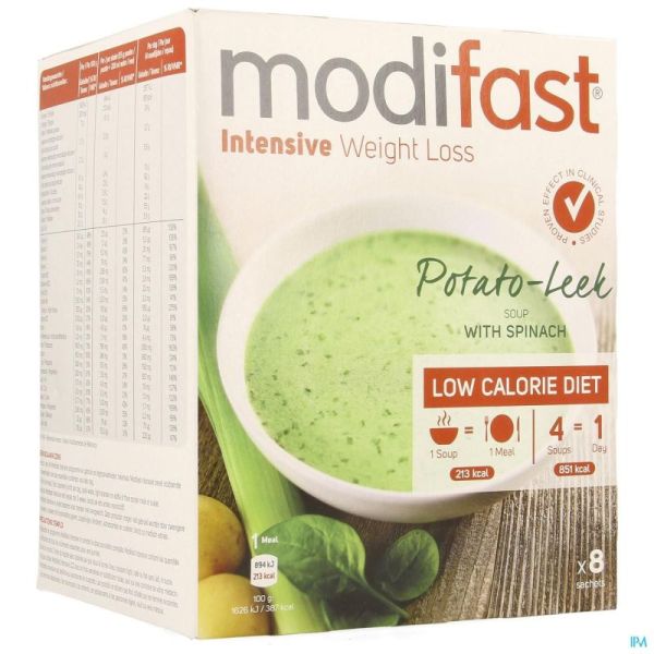 Modifast Soep Spinazie Prei 8 Zakjes 55 G