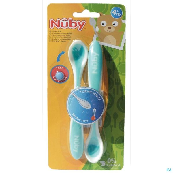 Nuby Lepel Warmtegevoelig Zachte Boord +3M 2 St