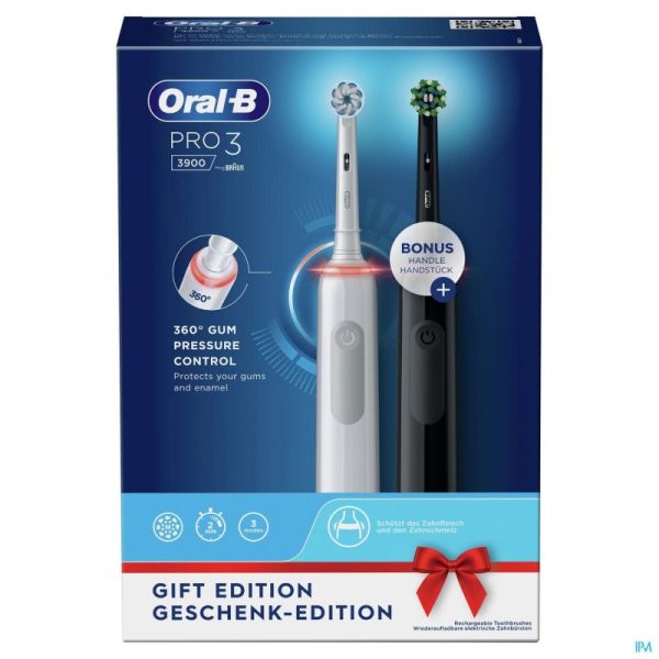 Oral B Tandb Elekt Pro3 3900 Duo White Black Eb60