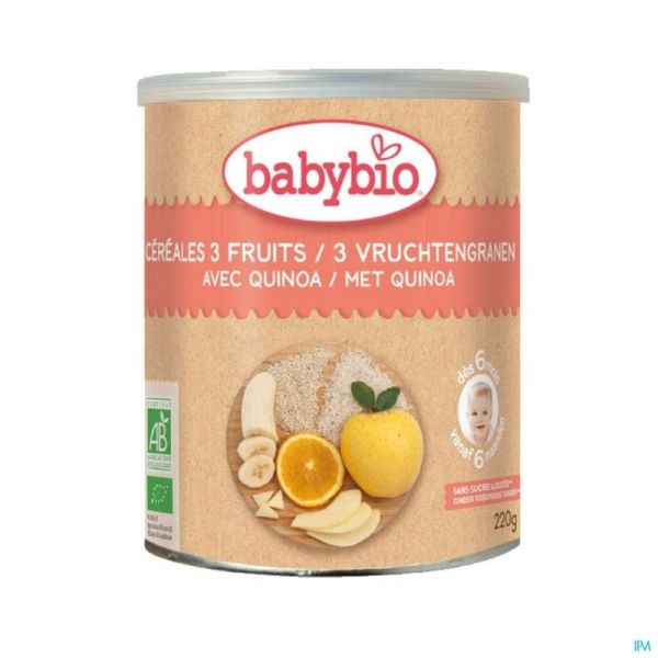 Babybio 3 Vruchtengranen Quinoa 6M 220 G