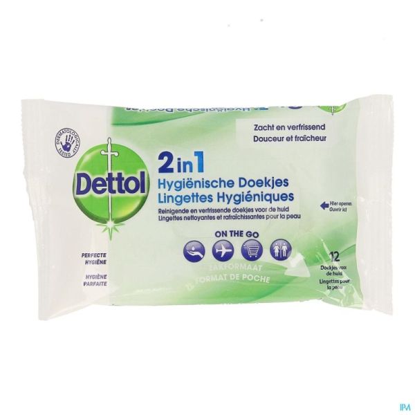 Dettol Hyg Doekjes 2In1 12 St