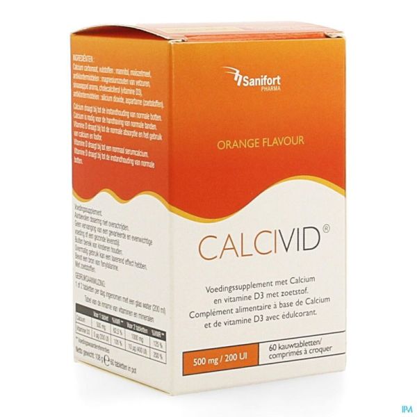 Calcivid 500Mg/200Ie Orange Chew 60 Tabl