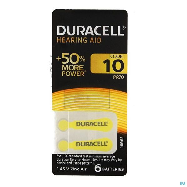 Duracell Easytab Pile Auditive Da10 6 Jaune