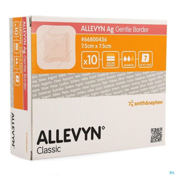 Allevyn Ag Gentle Bord Klev Sil. 7,5X7,5Cm 10 St