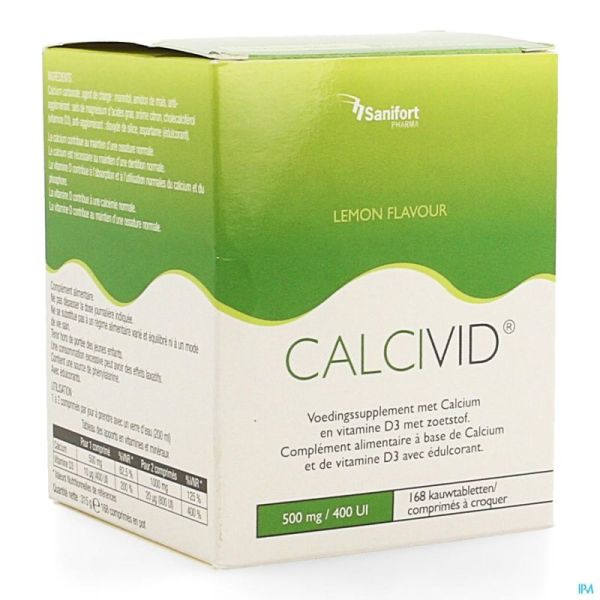 Calcivid 500Mg/400Ie Lemon Chew 168 Tabl