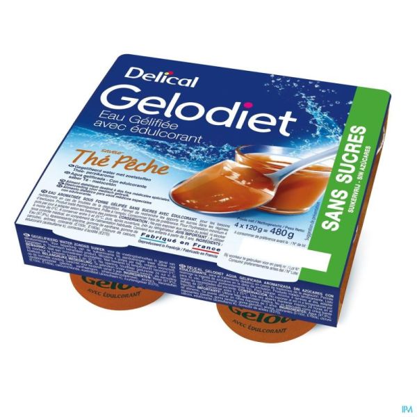 Gelodiet Gelwater Zoetstof Thee Perzik 4X120 G