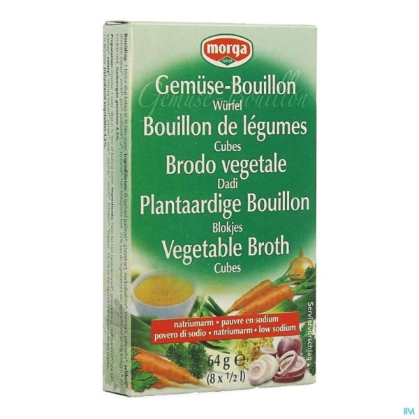 Morga Bouillonblokje Z/Zout Bio 8X8G