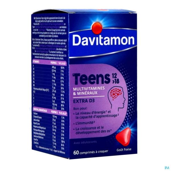 Davitamon Boost Teens 12+ Aardbei 60 Caps